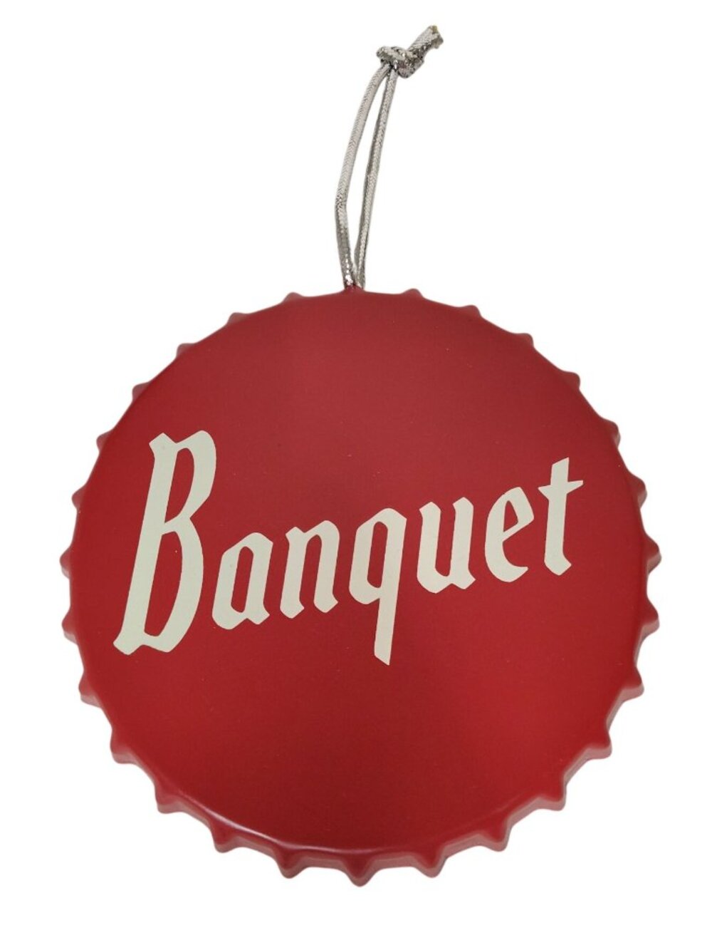 Ruz Coors Banquet Bottle Cap 5 Inch Novelty Ornament Red Metal Decoration